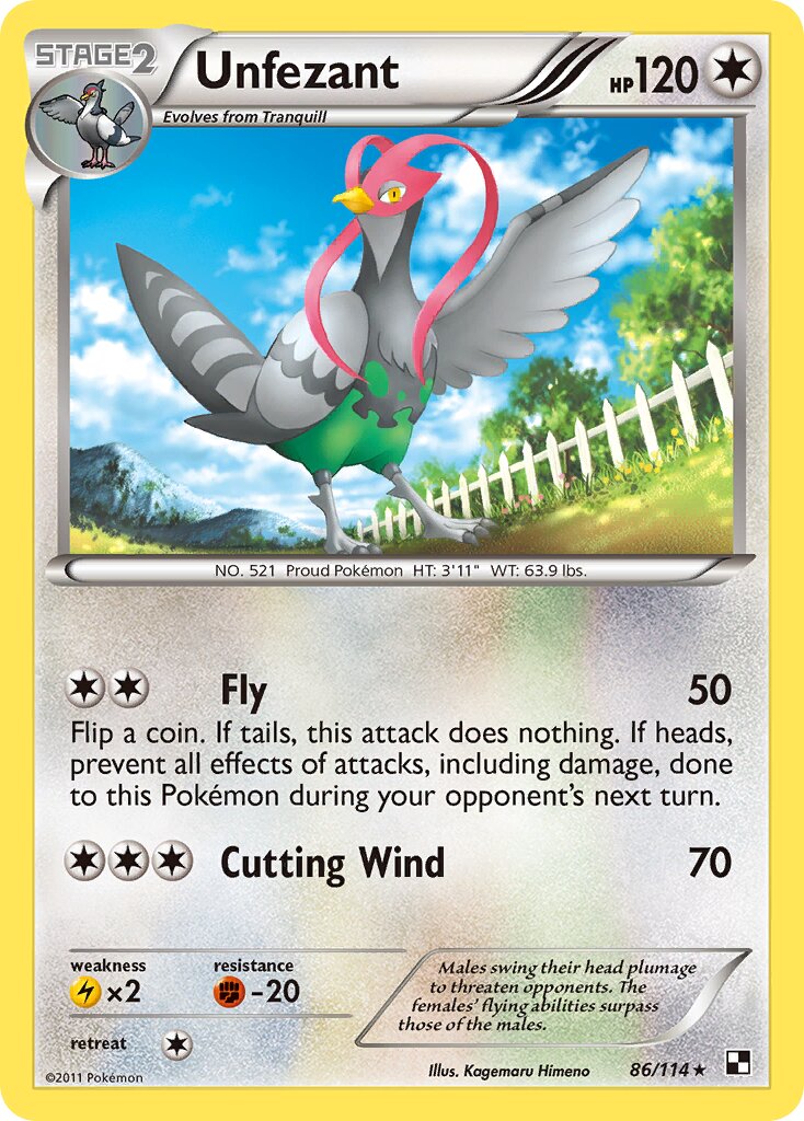Unfezant 086/114 — Black & White (English Pokémon TCG card)