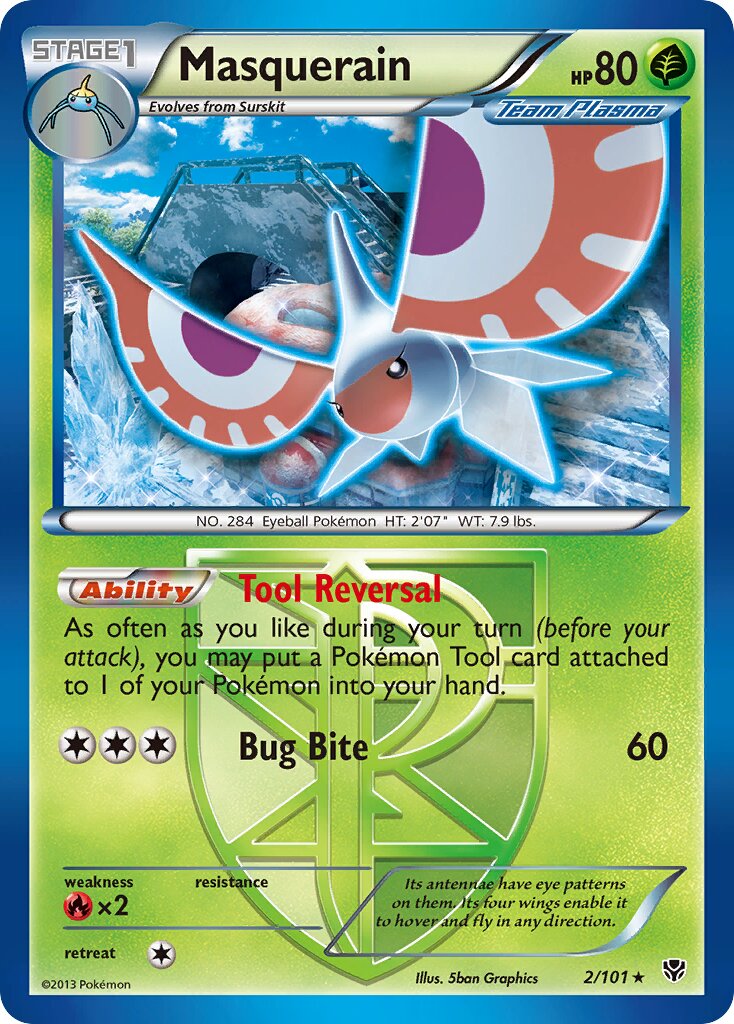Masquerain 002/101 — Plasma Blast (English Pokémon TCG card)
