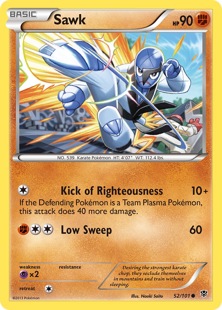 Sawk 052/101 — Plasma Blast (English Pokémon TCG card)