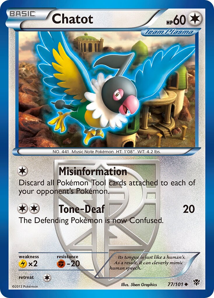 Chatot 077/101 — Plasma Blast (English Pokémon TCG card)