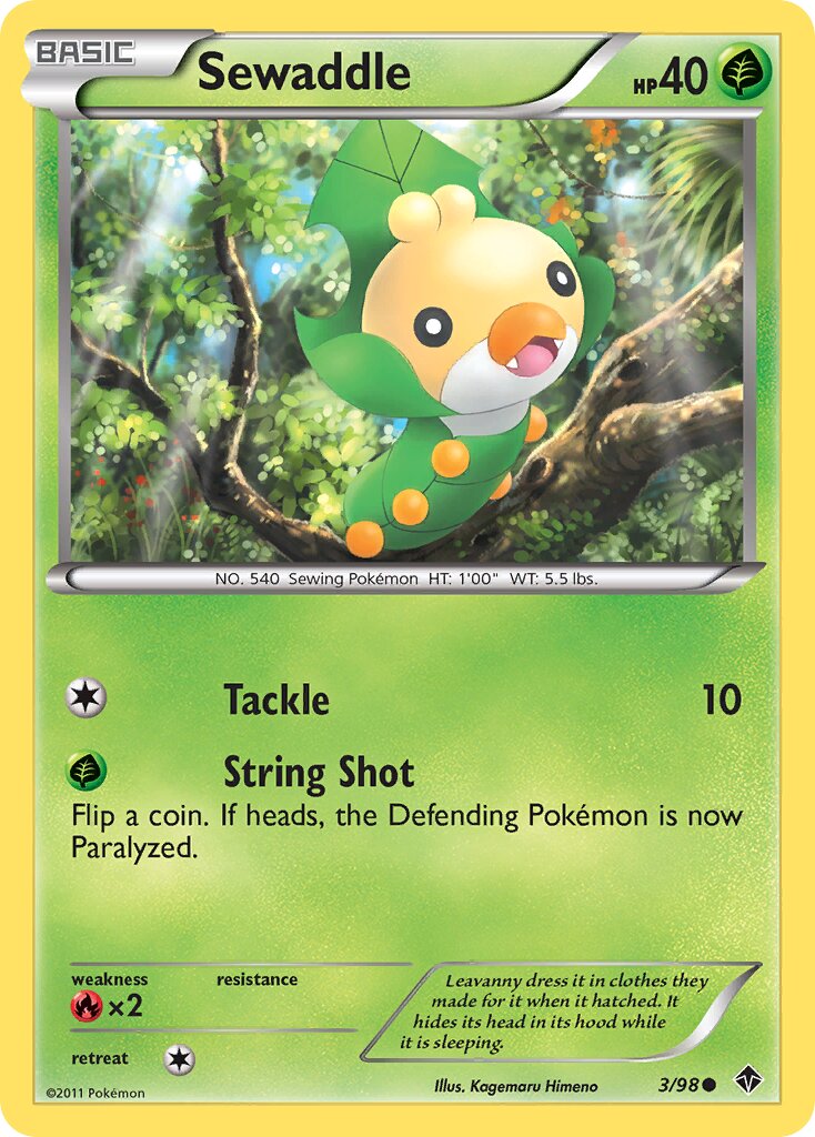 Sewaddle 003/98 — Emerging Powers (English Pokémon TCG card)