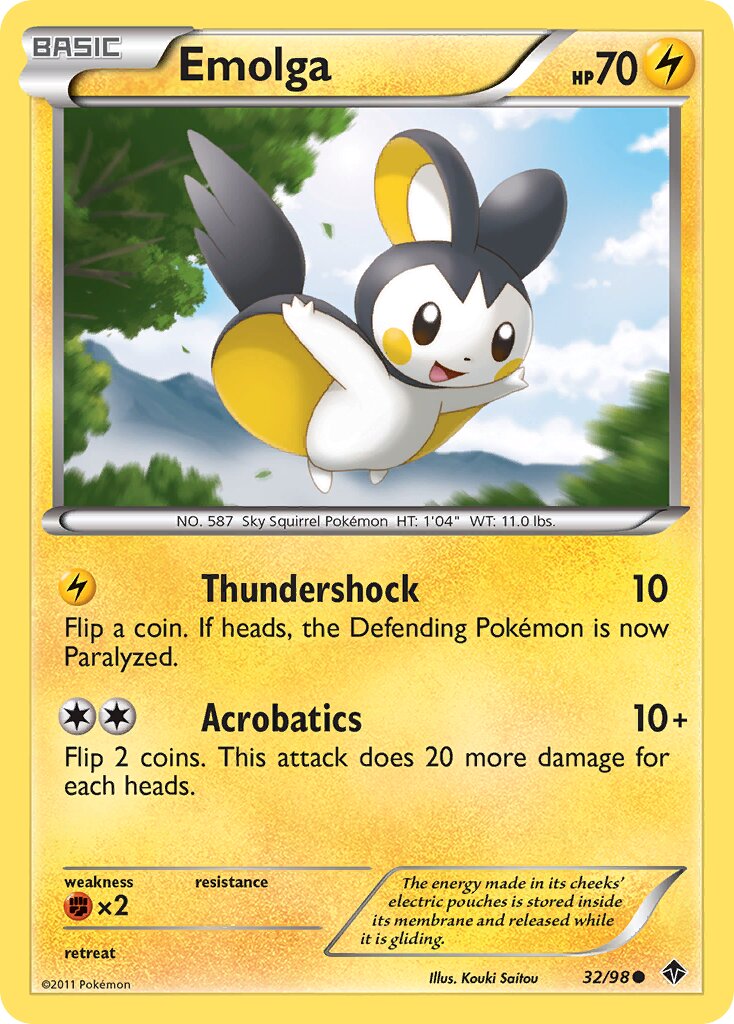 Emolga 032/98 — Emerging Powers (English Pokémon TCG card)