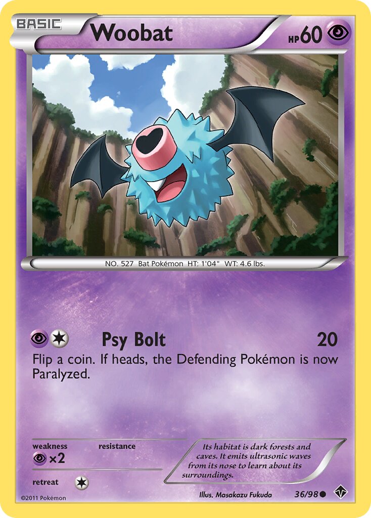 Woobat 036/98 — Emerging Powers (English Pokémon TCG card)