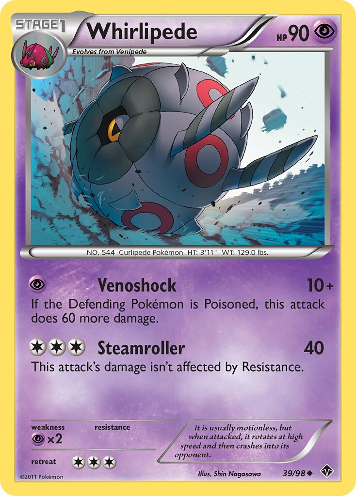 Whirlipede 039/98 — Emerging Powers (English Pokémon TCG card)