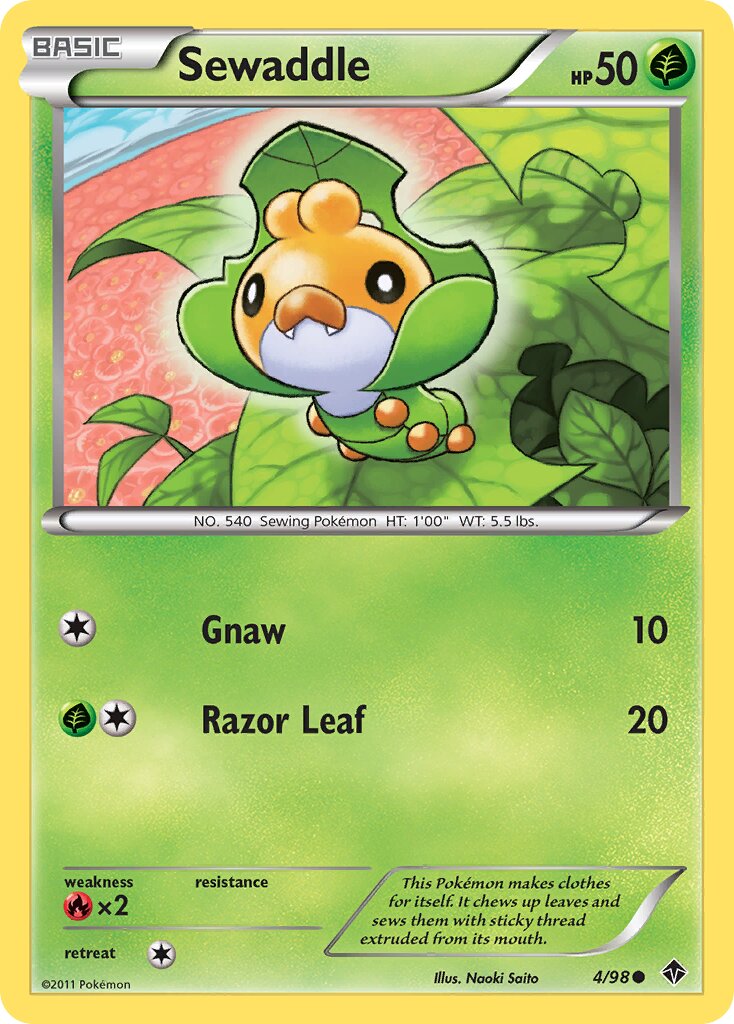 Sewaddle 004/98 — Emerging Powers (English Pokémon TCG card)