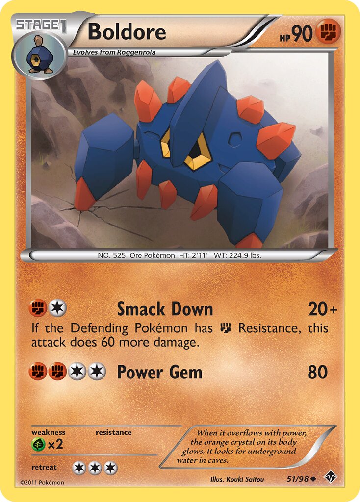 Boldore 051/98 — Emerging Powers (English Pokémon TCG card)