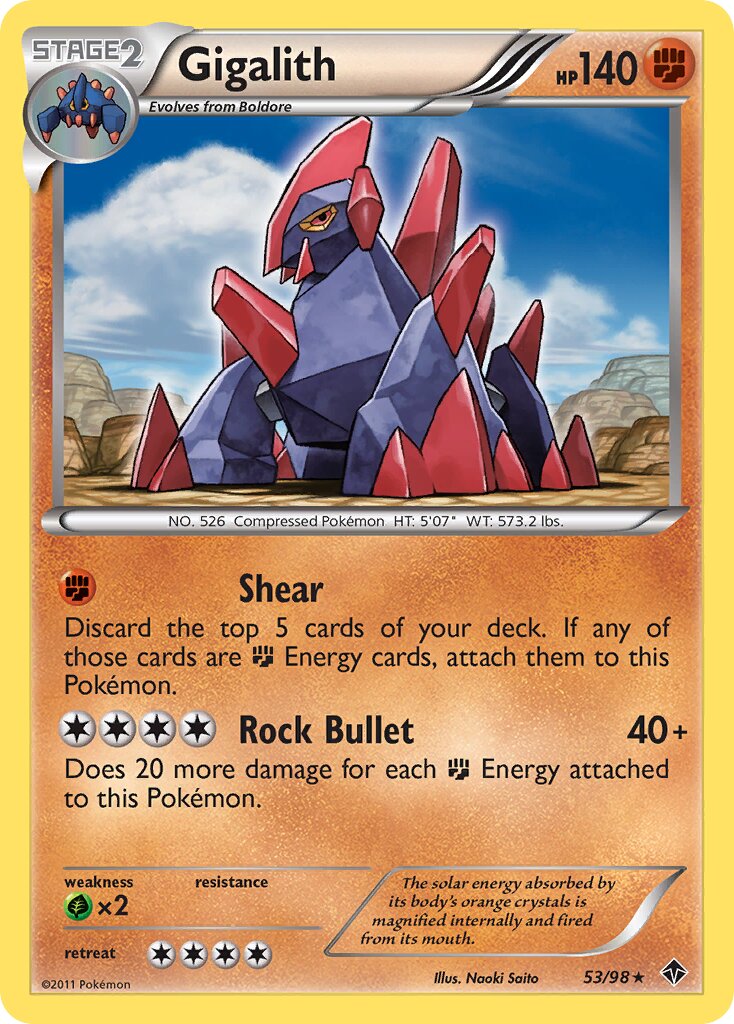 Gigalith 053/98 — Emerging Powers (English Pokémon TCG card)