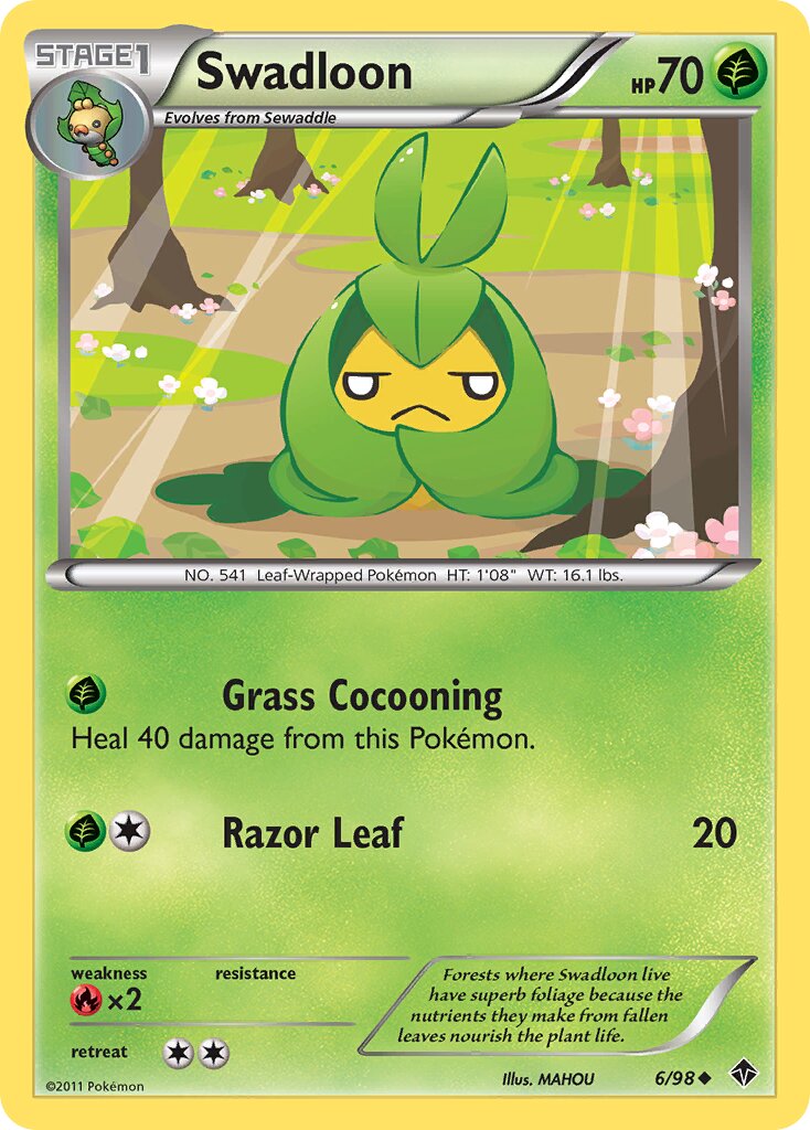 Swadloon 006/98 — Emerging Powers (English Pokémon TCG card)