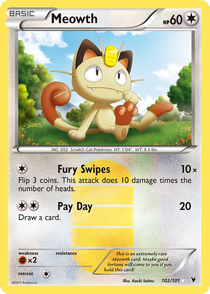 Meowth 102/101 — Noble Victories (English Pokémon TCG card)