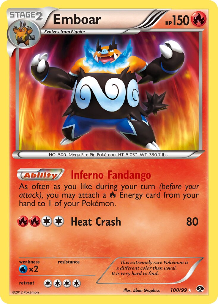 Emboar 100/99 — Next Destinies (English Pokémon TCG card)