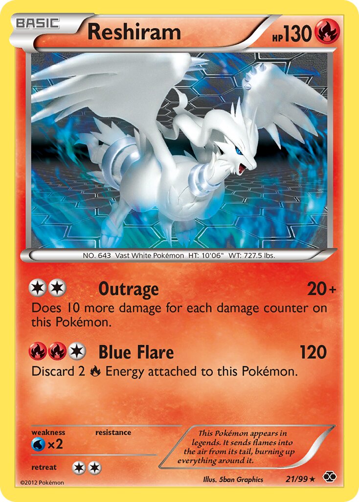 Reshiram 021/99 — Next Destinies (English Pokémon TCG card)