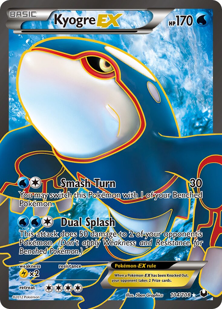 Kyogre-EX 104/108 — Dark Explorers (English Pokémon TCG card)