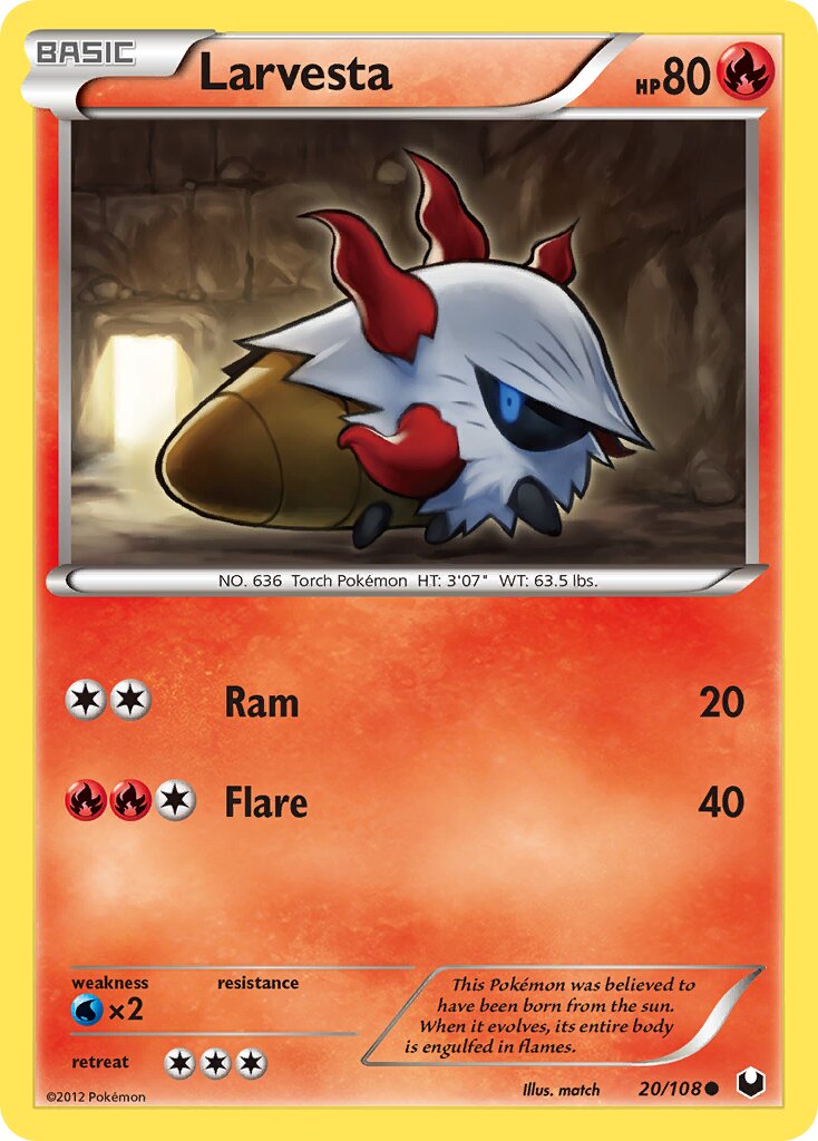 Larvesta 020/108 — Dark Explorers (English Pokémon TCG card)