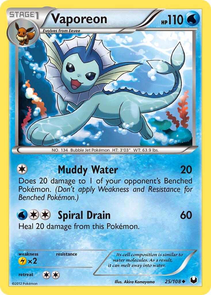 Vaporeon 025/108 — Dark Explorers (English Pokémon TCG card)