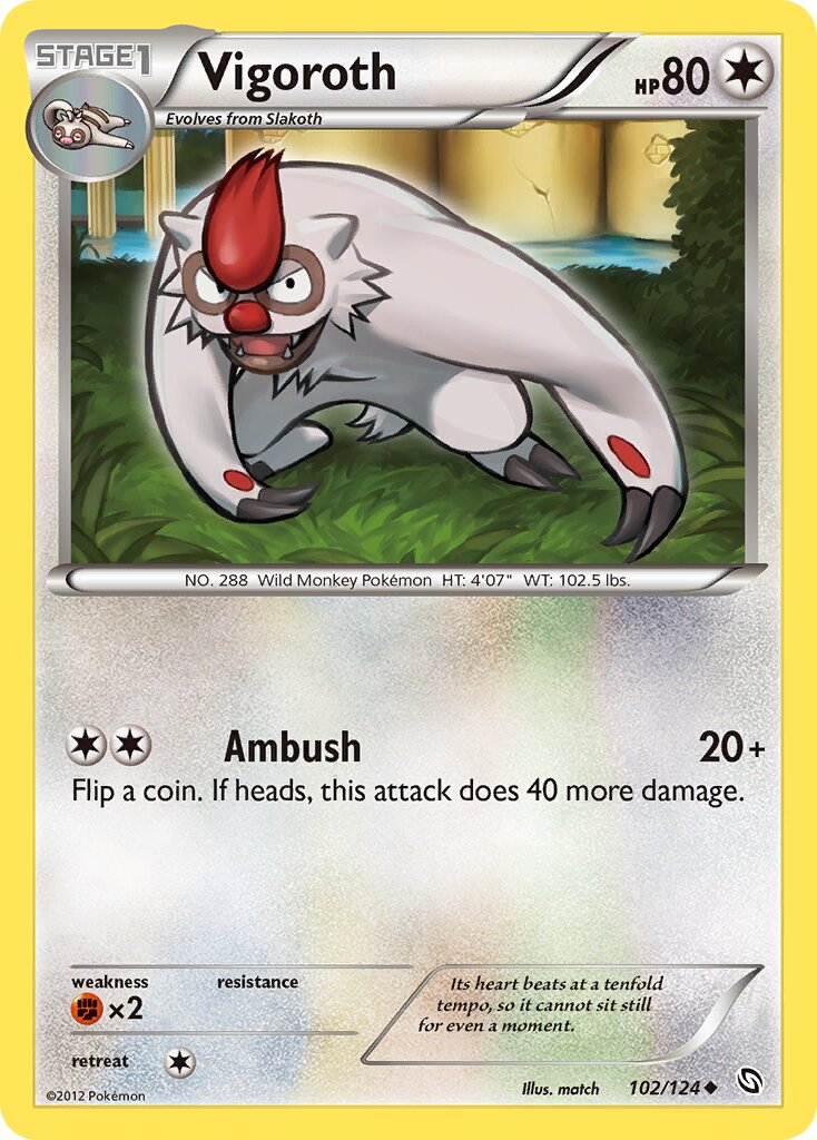 Vigoroth 102/124 — Dragons Exalted (English Pokémon TCG card)