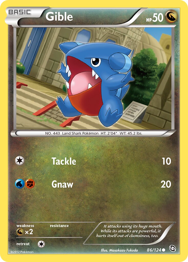 Gible 086/124 — Dragons Exalted (English Pokémon TCG card)