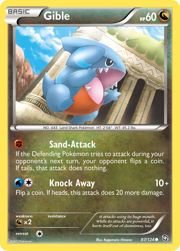 Gible 087/124 — Dragons Exalted (English Pokémon TCG card)