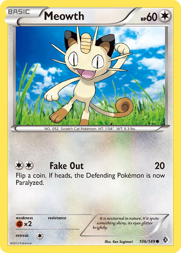 Meowth 106/149 — Boundaries Crossed (English Pokémon TCG card)