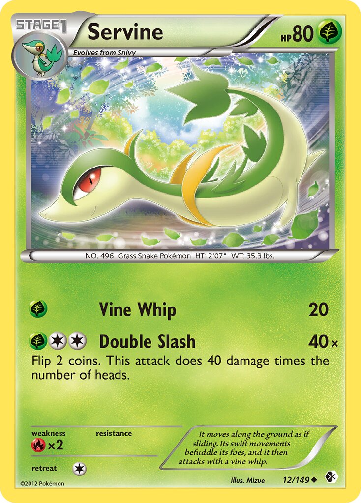 Servine 012/149 — Boundaries Crossed (English Pokémon TCG card)