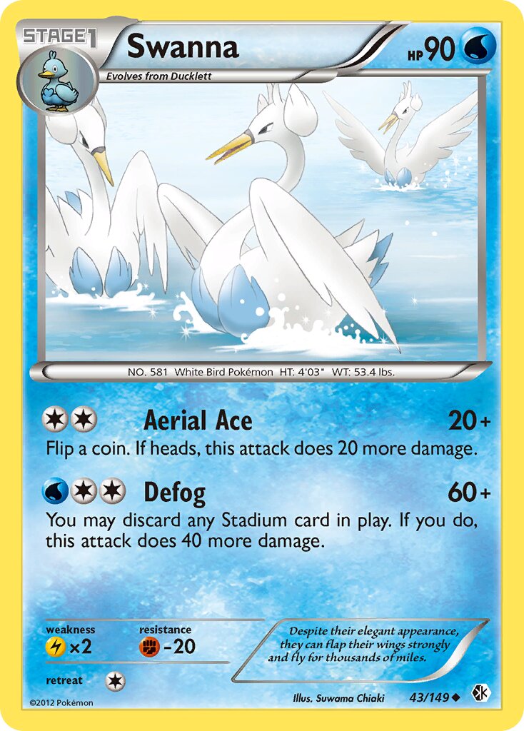 Swanna 043/149 — Boundaries Crossed (English Pokémon TCG card)
