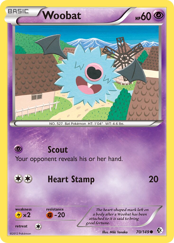 Woobat 070/149 — Boundaries Crossed (English Pokémon TCG card)