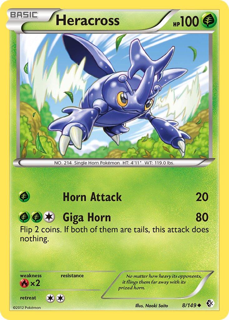 Heracross 008/149 — Boundaries Crossed (English Pokémon TCG card)