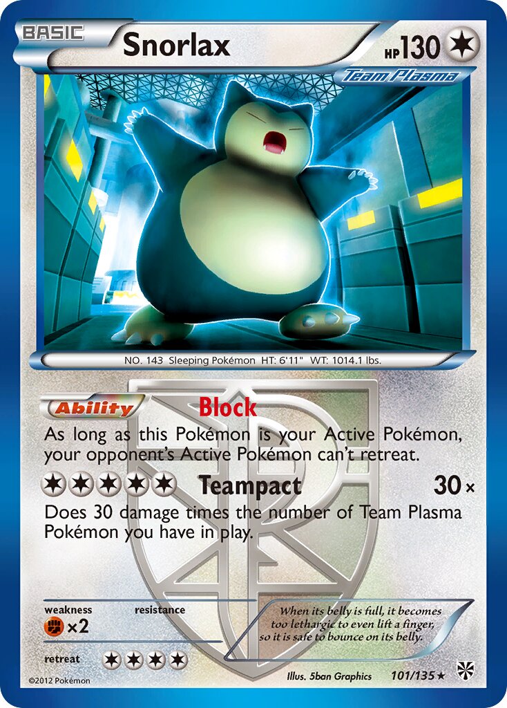 Snorlax 101/135 — Plasma Storm (English Pokémon TCG card)