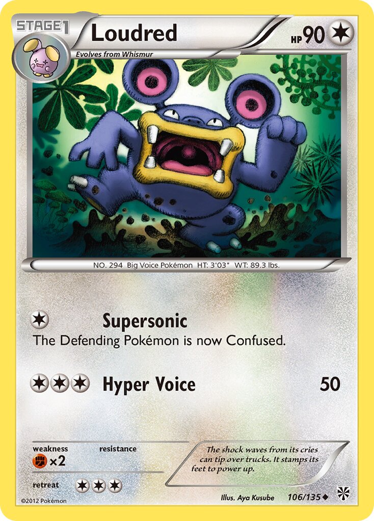 Loudred 106/135 — Plasma Storm (English Pokémon TCG card)