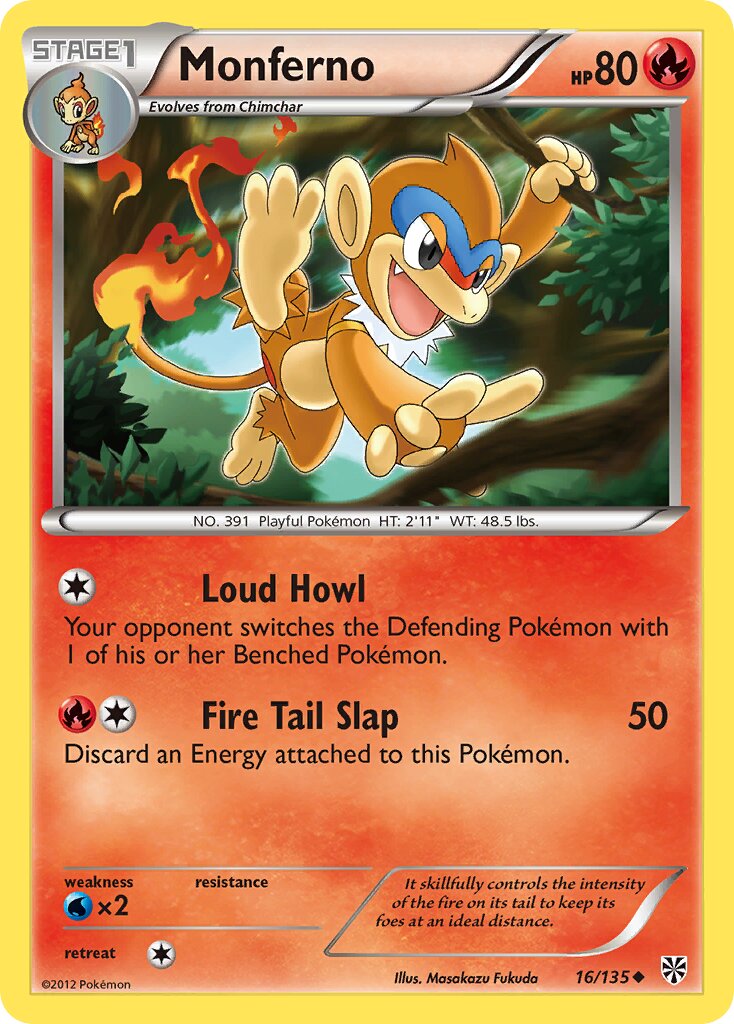 Monferno 016/135 — Plasma Storm (English Pokémon TCG card)