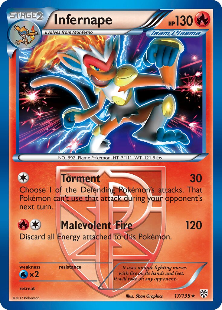 Infernape 017/135 — Plasma Storm (English Pokémon TCG card)