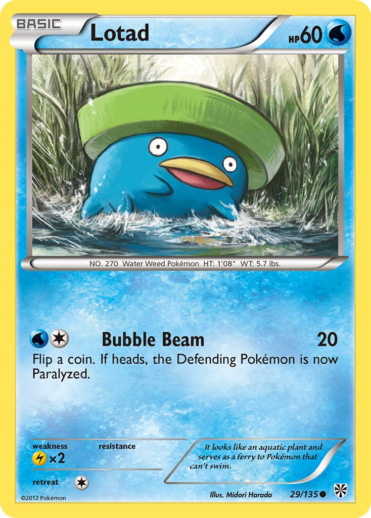 Lotad 029/135 — Plasma Storm (English Pokémon TCG card)