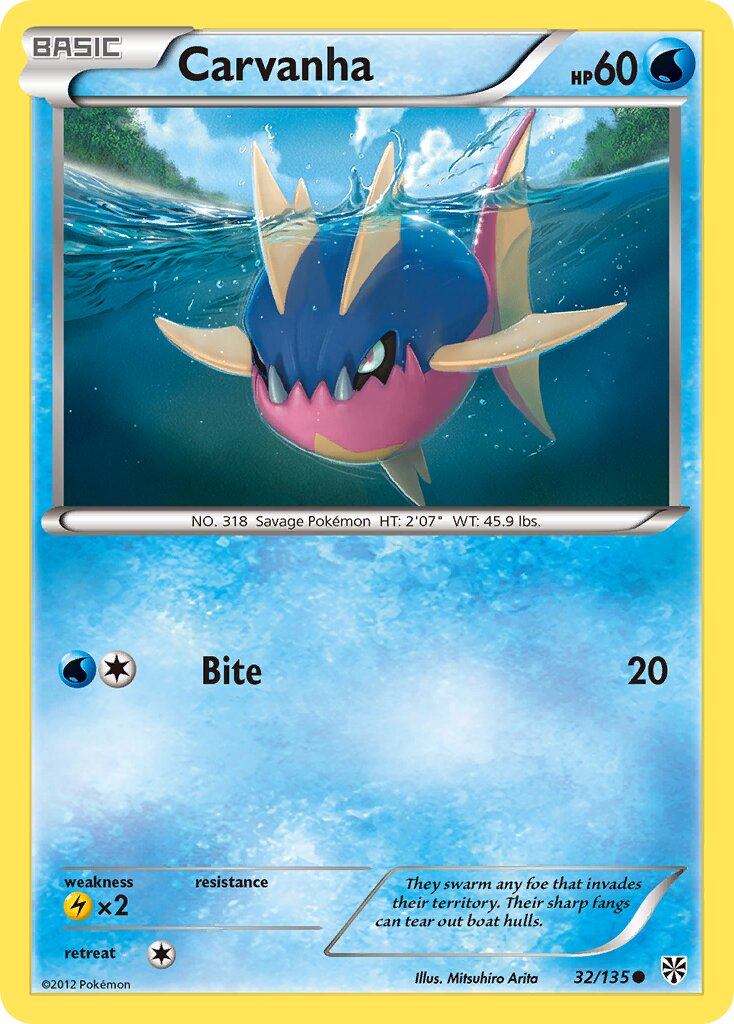 Carvanha 032/135 — Plasma Storm (English Pokémon TCG card)