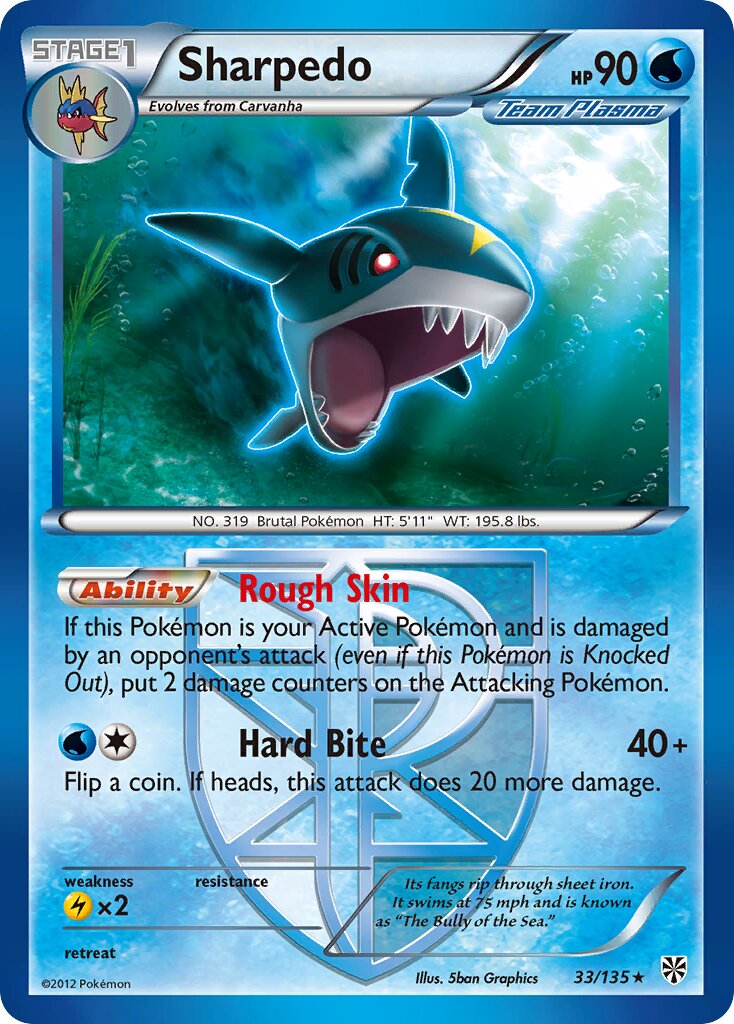 Sharpedo 033/135 — Plasma Storm (English Pokémon TCG card)