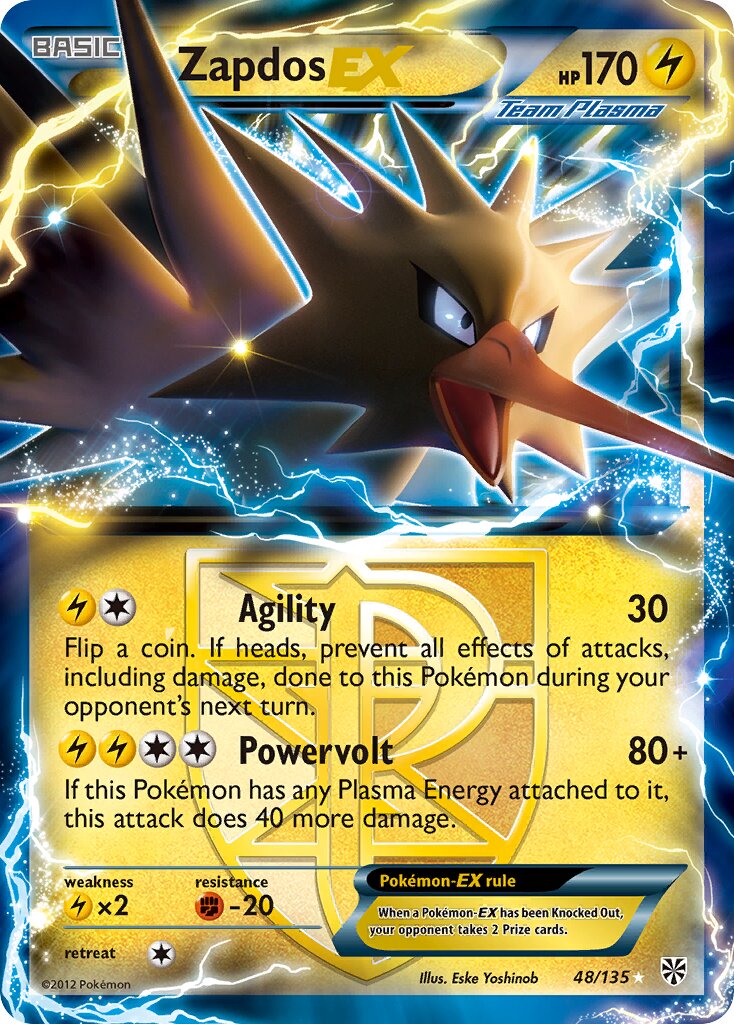 Zapdos-EX 048/135 — Plasma Storm (English Pokémon TCG card)