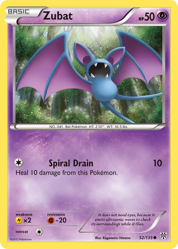 Zubat 052/135 — Plasma Storm (English Pokémon TCG card)