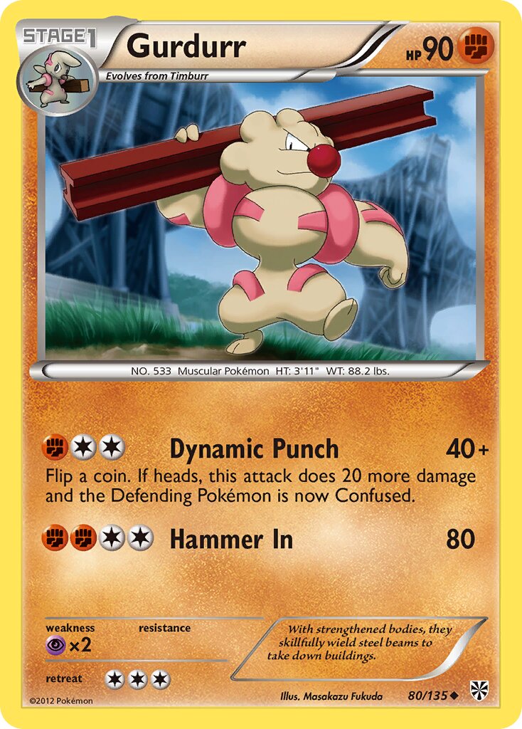 Gurdurr 080/135 — Plasma Storm (English Pokémon TCG card)