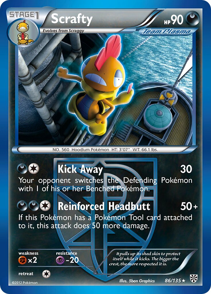 Scrafty 086/135 — Plasma Storm (English Pokémon TCG card)
