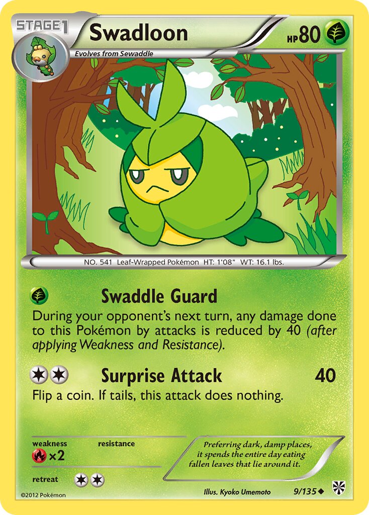 Swadloon 009/135 — Plasma Storm (English Pokémon TCG card)