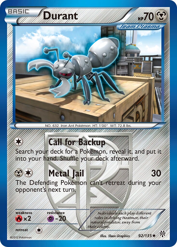 Durant 092/135 — Plasma Storm (English Pokémon TCG card)