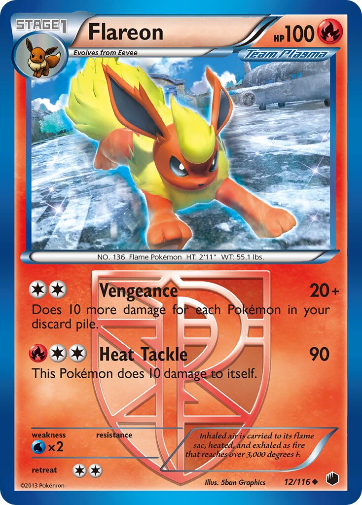 Flareon 012/116 — Plasma Freeze (English Pokémon TCG card)