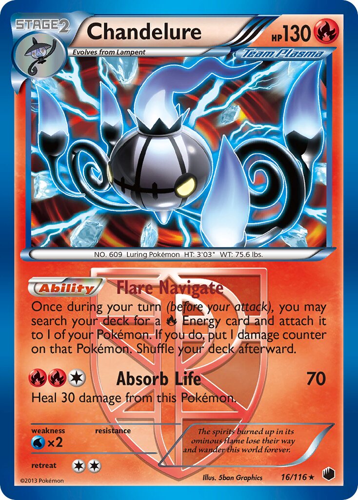 Chandelure 016/116 — Plasma Freeze (English Pokémon TCG card)