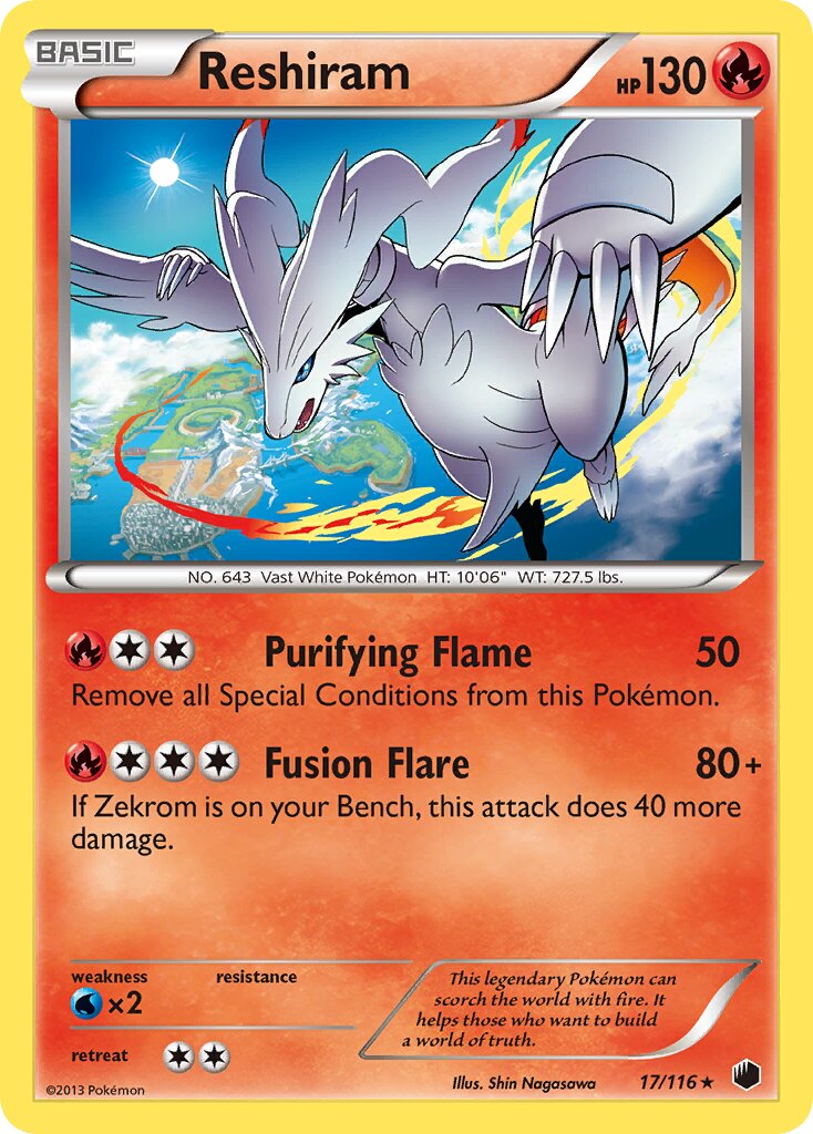 Reshiram 017/116 — Plasma Freeze (English Pokémon TCG card)