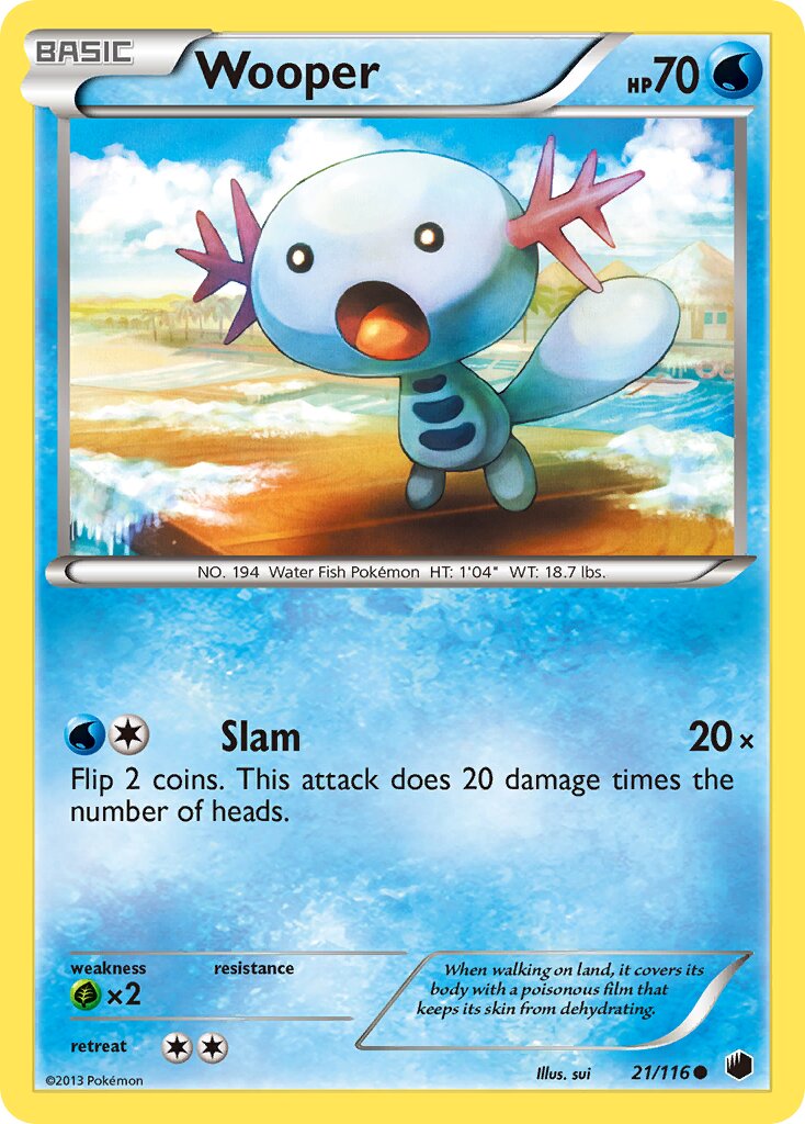 Wooper 021/116 — Plasma Freeze (English Pokémon TCG card)