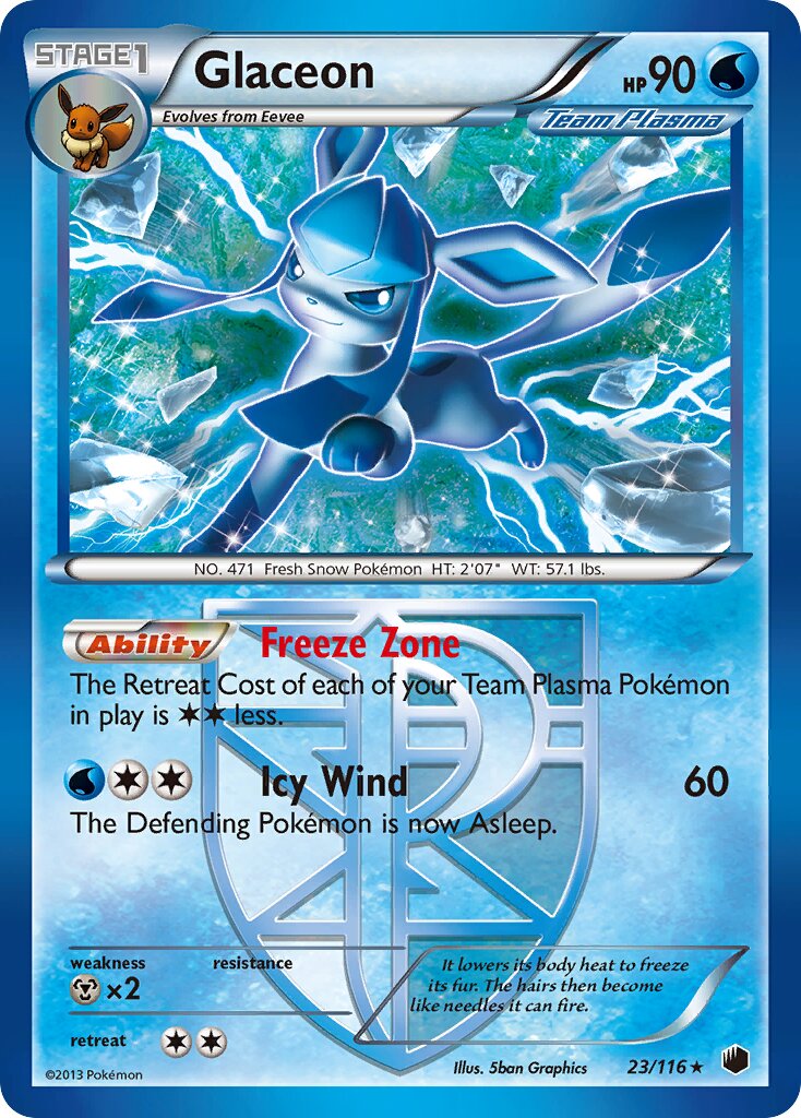 Glaceon 023/116 — Plasma Freeze (English Pokémon TCG card)