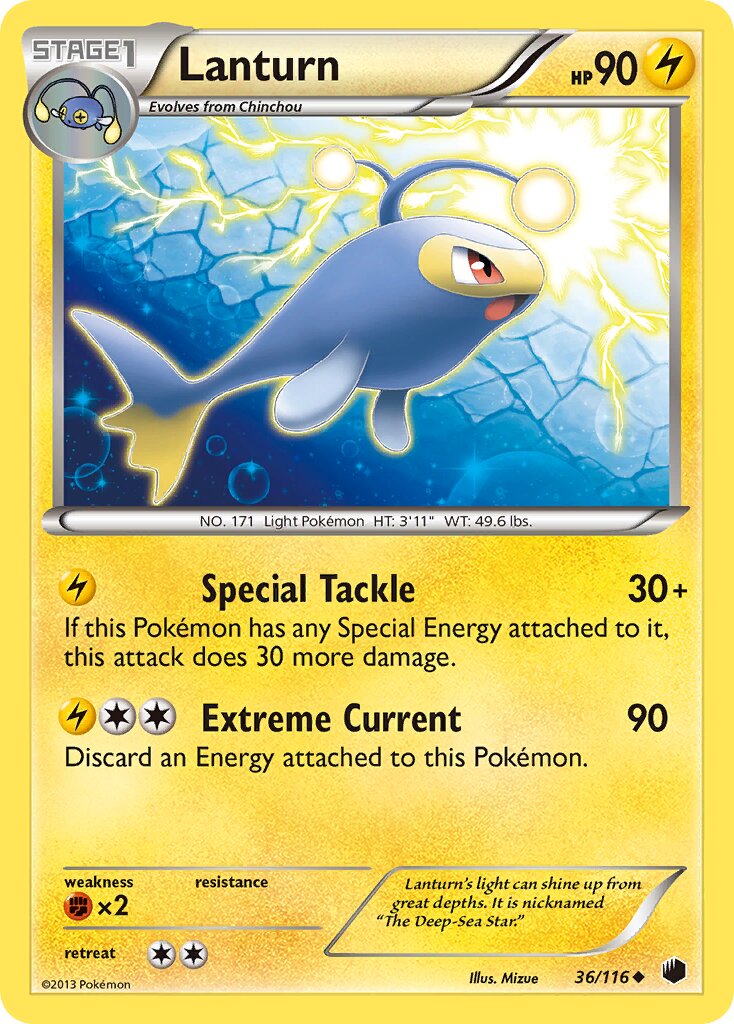 Lanturn 036/116 — Plasma Freeze (English Pokémon TCG card)