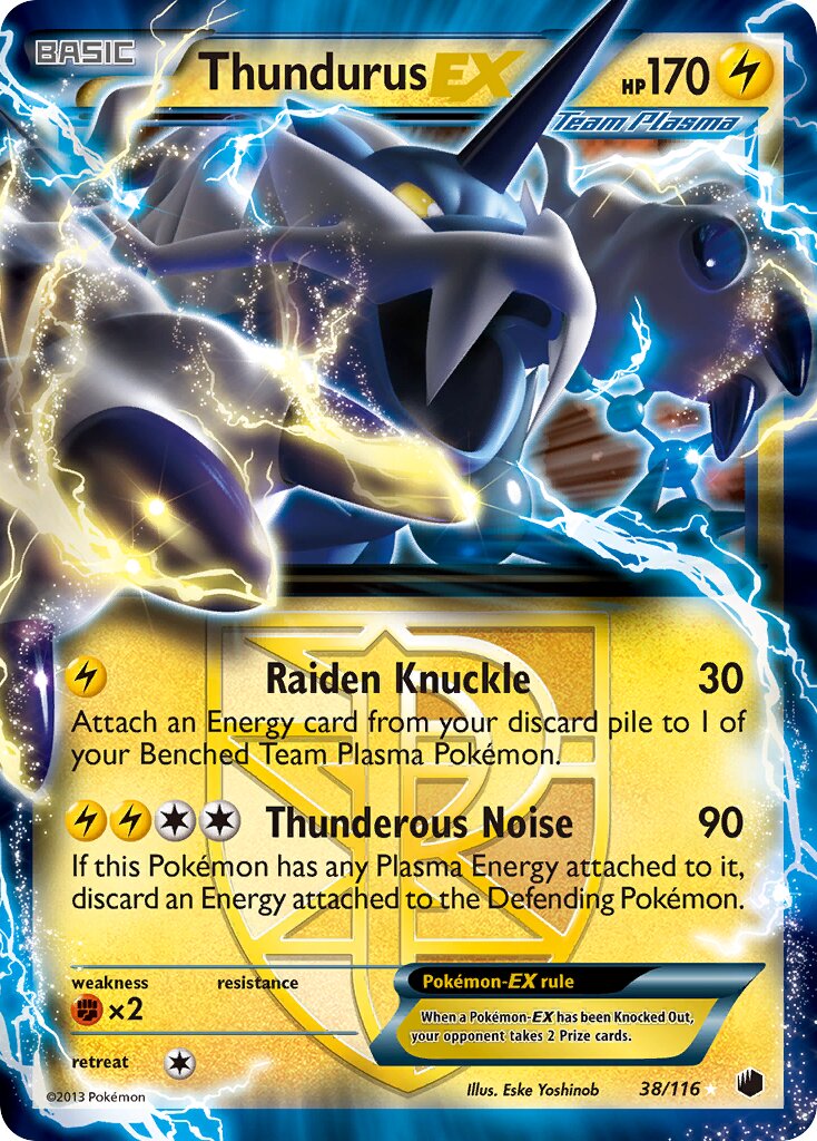 Thundurus-EX 038/116 — Plasma Freeze (English Pokémon TCG card)