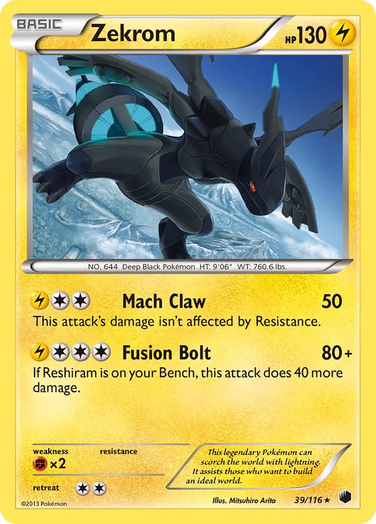 Zekrom 039/116 — Plasma Freeze (English Pokémon TCG card)