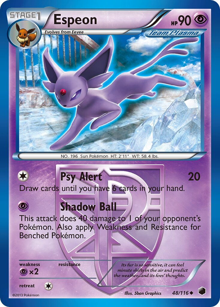 Espeon 048/116 — Plasma Freeze (English Pokémon TCG card)
