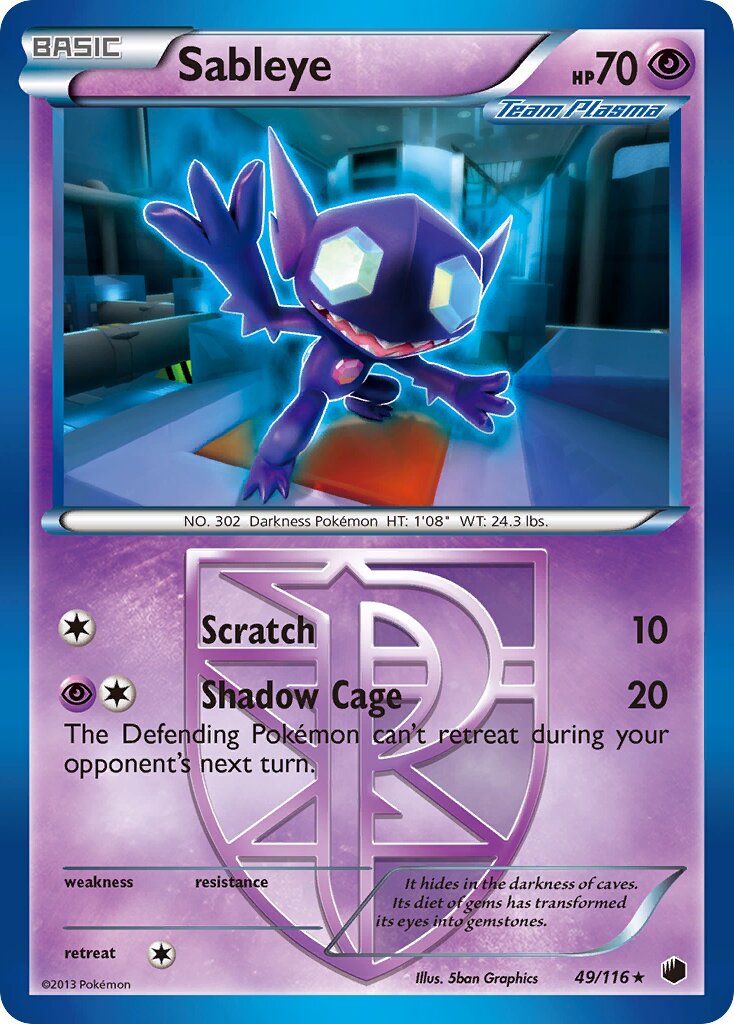Sableye 049/116 — Plasma Freeze (English Pokémon TCG card)