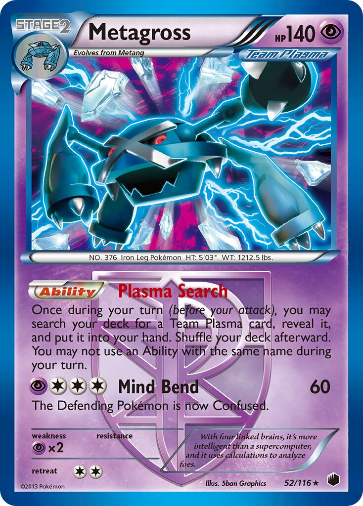 Metagross 052/116 — Plasma Freeze (English Pokémon TCG card)